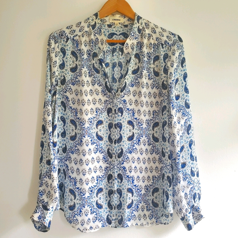 L' Agence Silk Bohemian Blouse